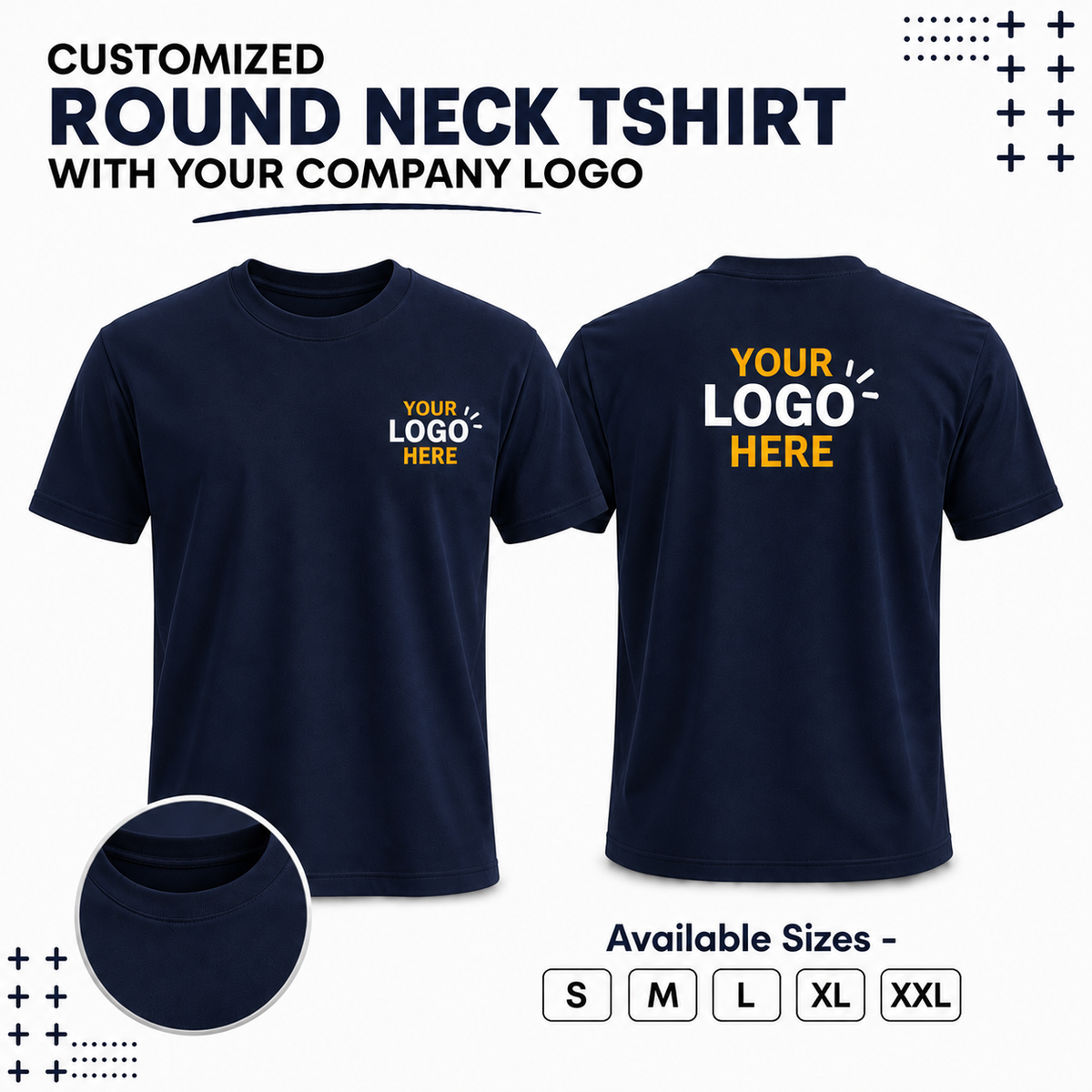 Customized Round T-Shirt With Your Company Logo | Order Logo Printed Tees  | DTF Printing  Available