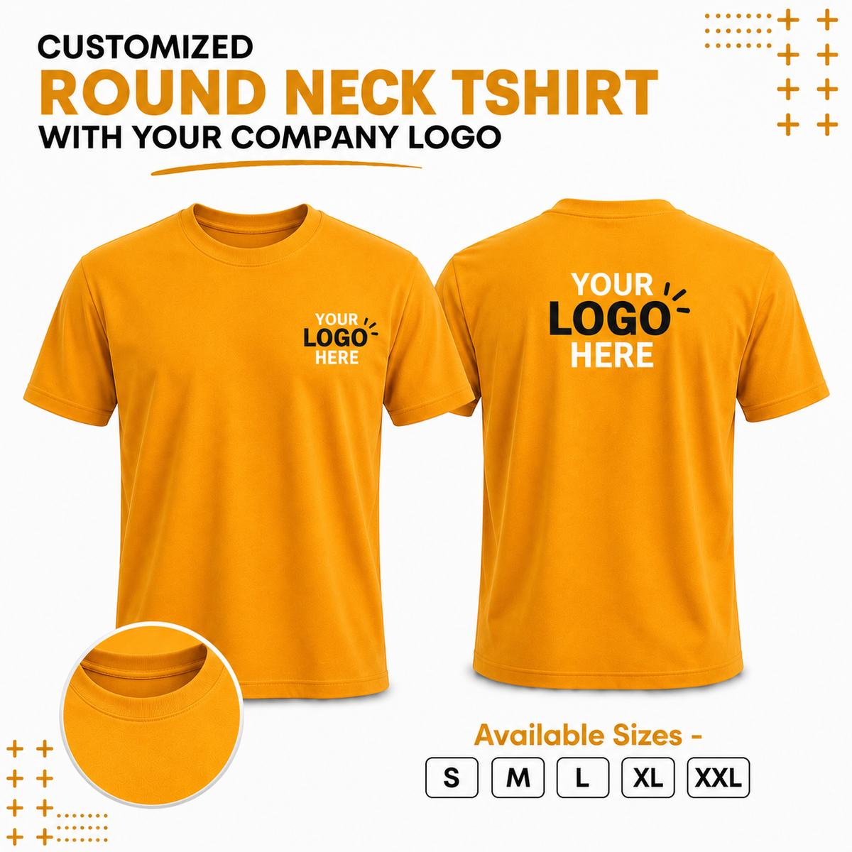 Customized Round T-Shirt With Your Company Logo | Order Logo Printed Tees  | DTF Printing  Available