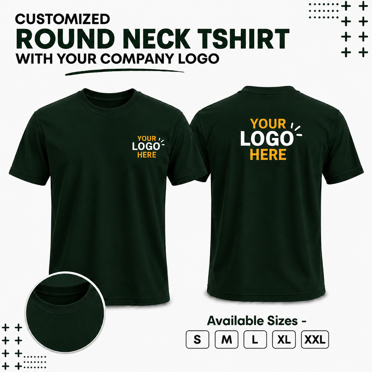 Customized Round T-Shirt With Your Company Logo | Order Logo Printed Tees  | DTF Printing  Available