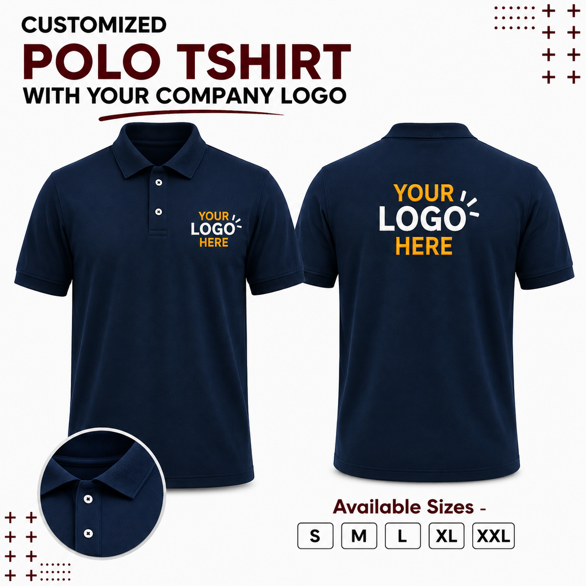 Customized Polo T-Shirt With Your Company Logo | Order Logo Printed Tees  | DTF Printing Available