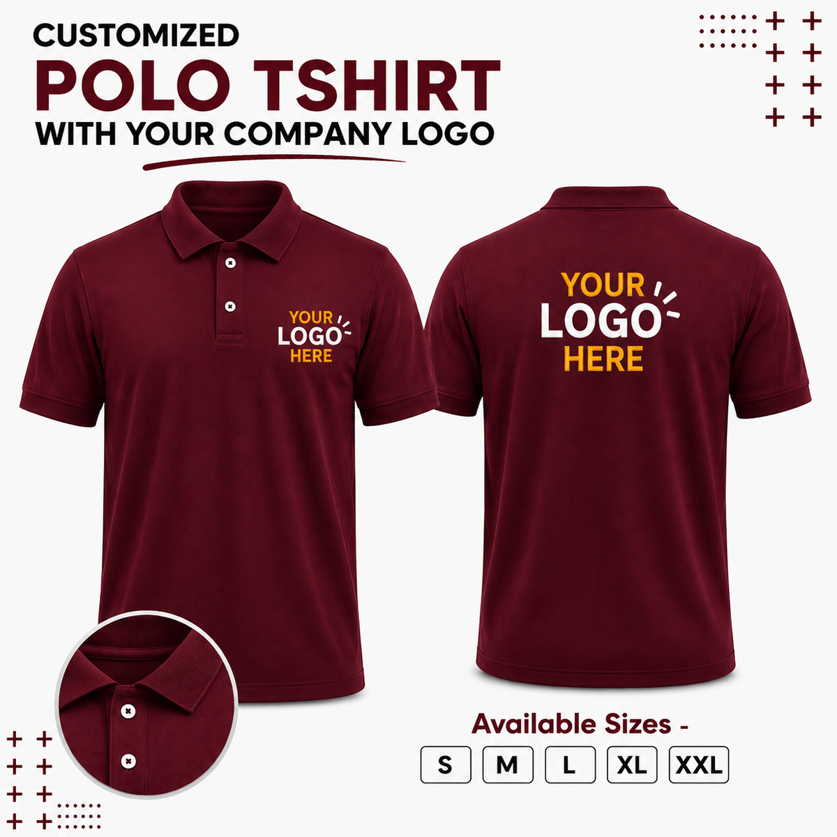 Customized Polo T-Shirt With Your Company Logo | Order Logo Printed Tees  | DTF Printing Available
