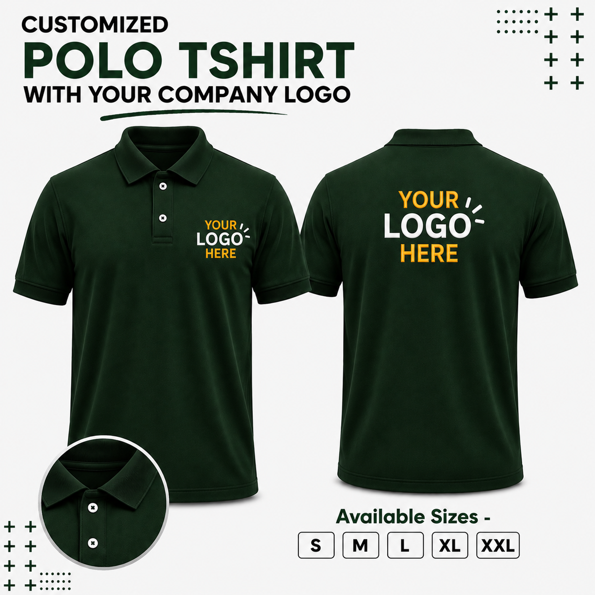 Customized Polo T-Shirt With Your Company Logo | Order Logo Printed Tees  | DTF Printing Available