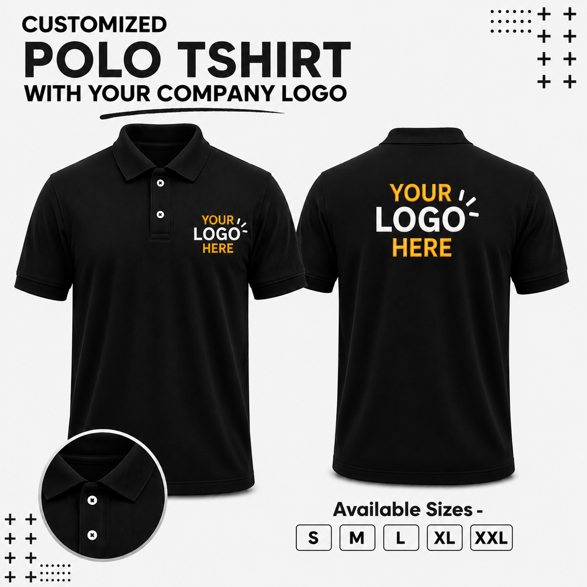 Customized Polo T-Shirt With Your Company Logo | Order Logo Printed Tees  | DTF Printing Available