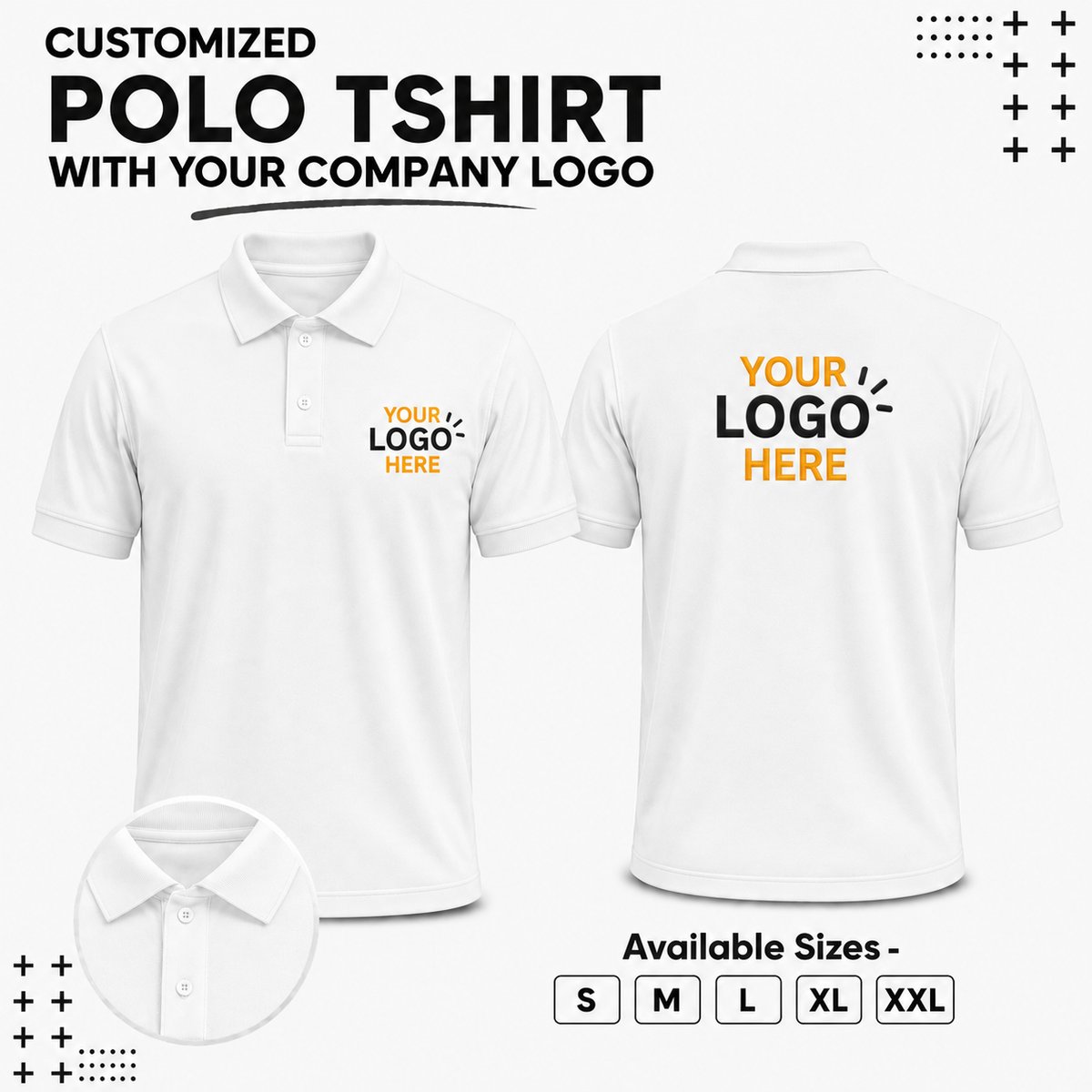Customized Polo T-Shirt With Your Company Logo | Order Logo Printed Tees  | DTF Printing Available