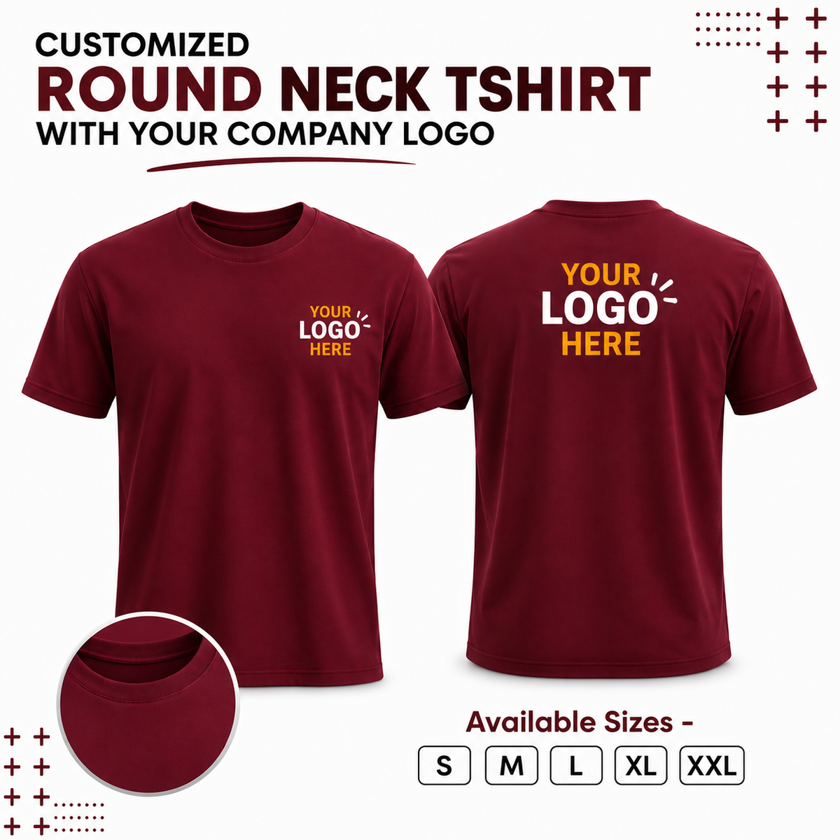 Customized Round T-Shirt With Your Company Logo | Order Logo Printed Tees  | DTF Printing  Available