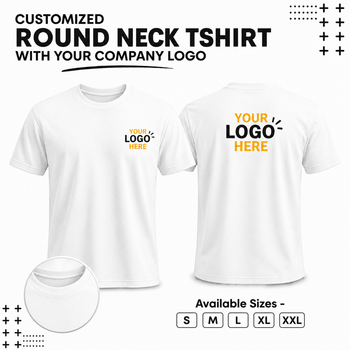 Customized Round T-Shirt With Your Company Logo | Order Logo Printed Tees  | DTF Printing  Available