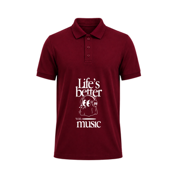 SIIEGE Life’s Better With Music Polo T-Shirt for Men