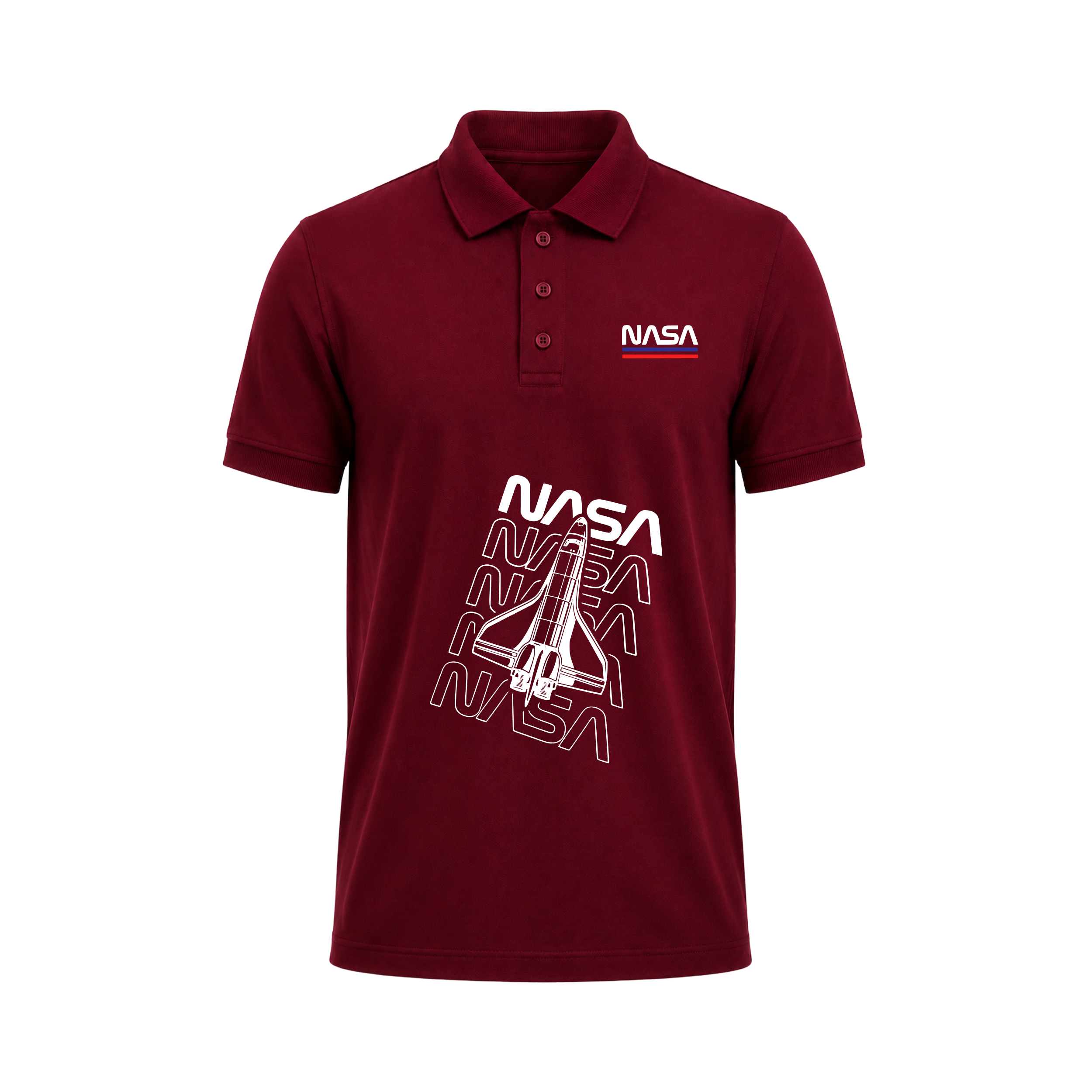 SIIEGE NASA Space Shuttle Polo T-Shirt for Men