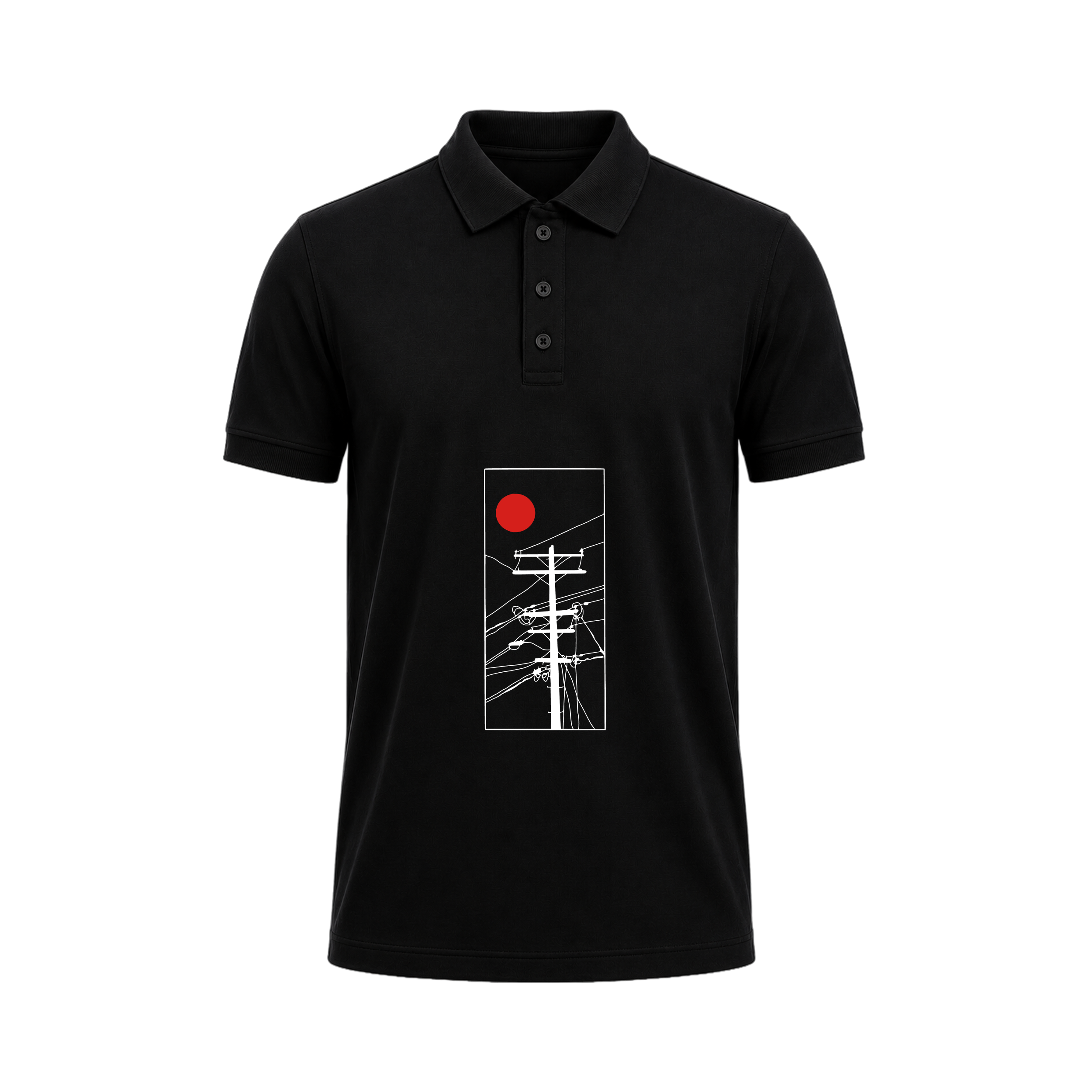 SIIEGE Minimal Sunset Line Art Polo T-Shirt for Men