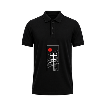 SIIEGE Minimal Sunset Line Art Polo T-Shirt for Men