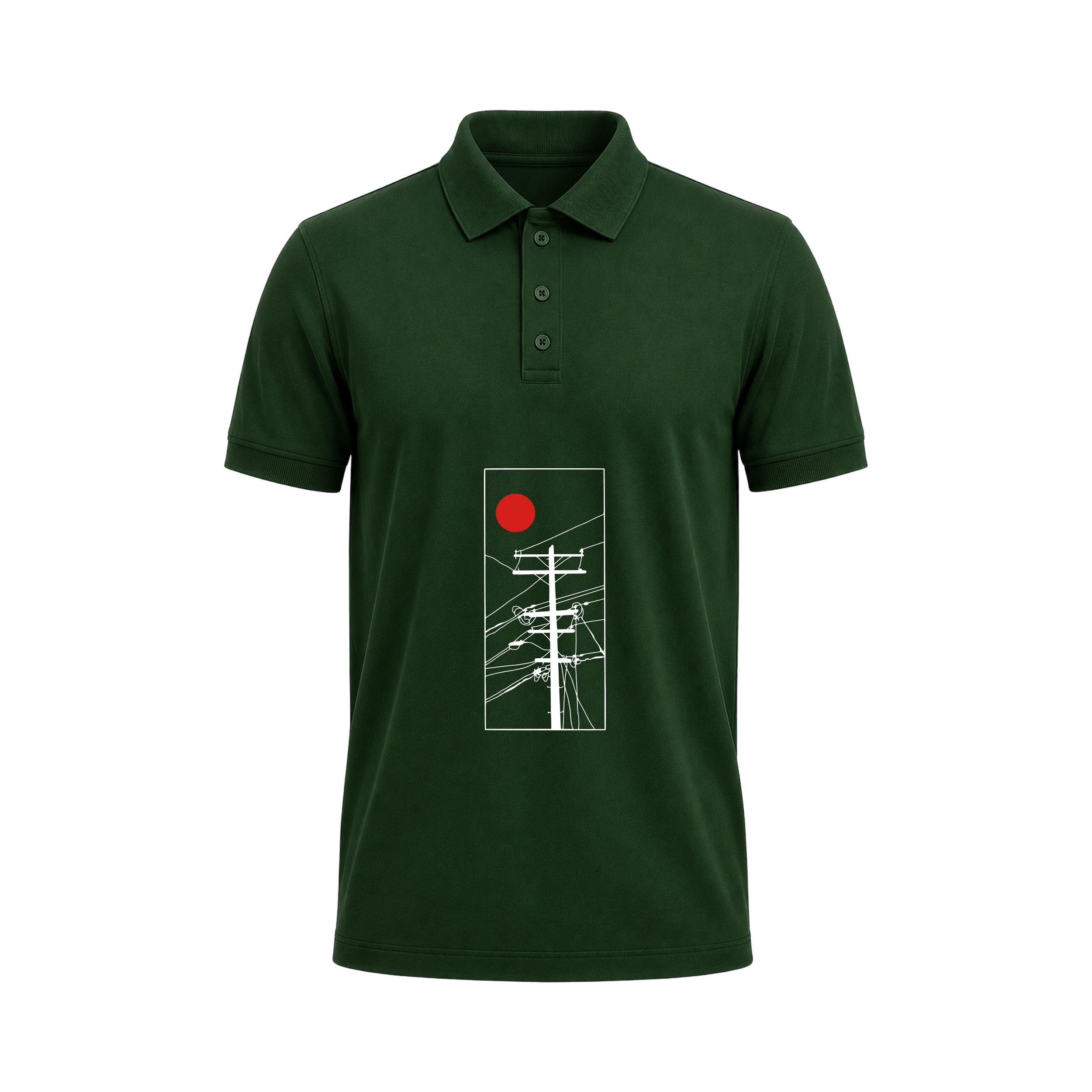 SIIEGE Minimal Sunset Line Art Polo T-Shirt for Men