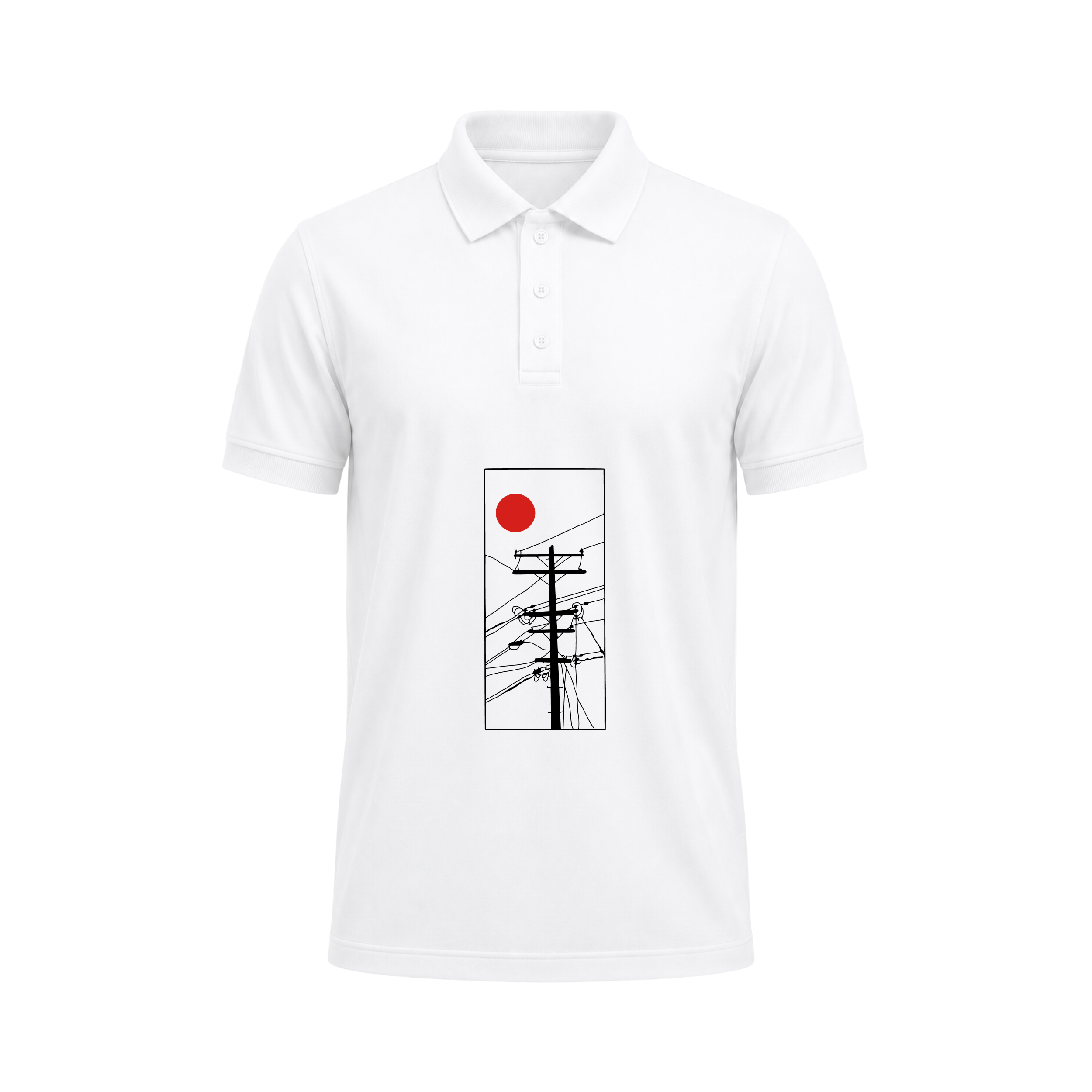 SIIEGE Minimal Sunset Line Art Polo T-Shirt for Men