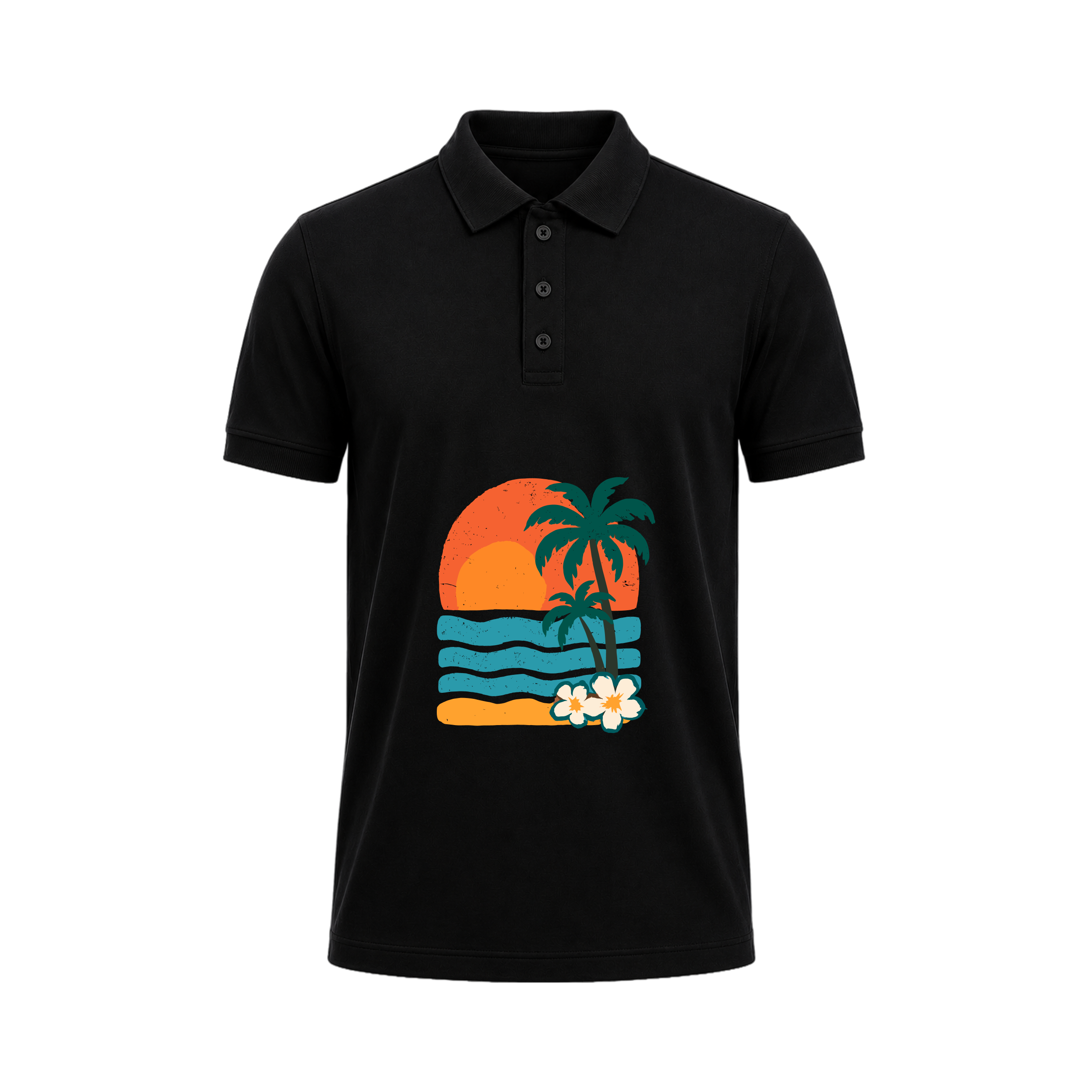 SIIEGE Tropical Sunset Polo T-Shirt for Men