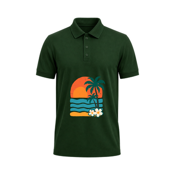 SIIEGE Tropical Sunset Polo T-Shirt for Men