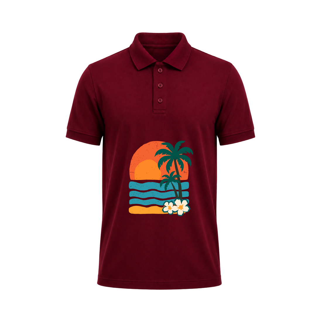 SIIEGE Tropical Sunset Polo T-Shirt for Men