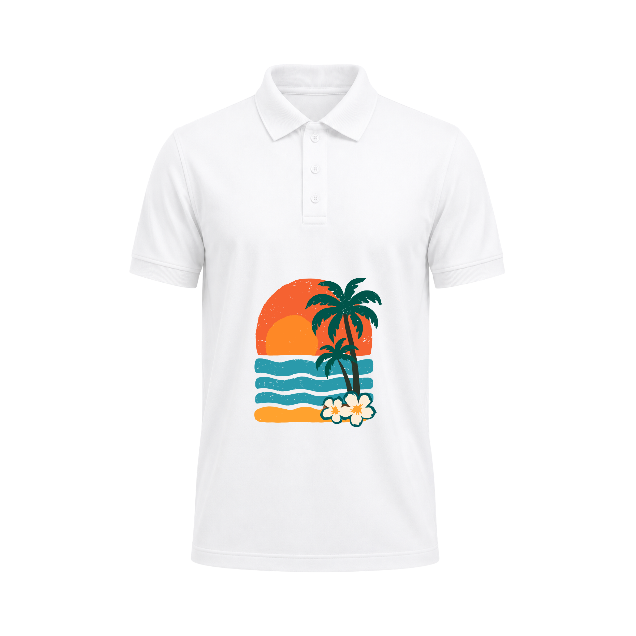 SIIEGE Tropical Sunset Polo T-Shirt for Men