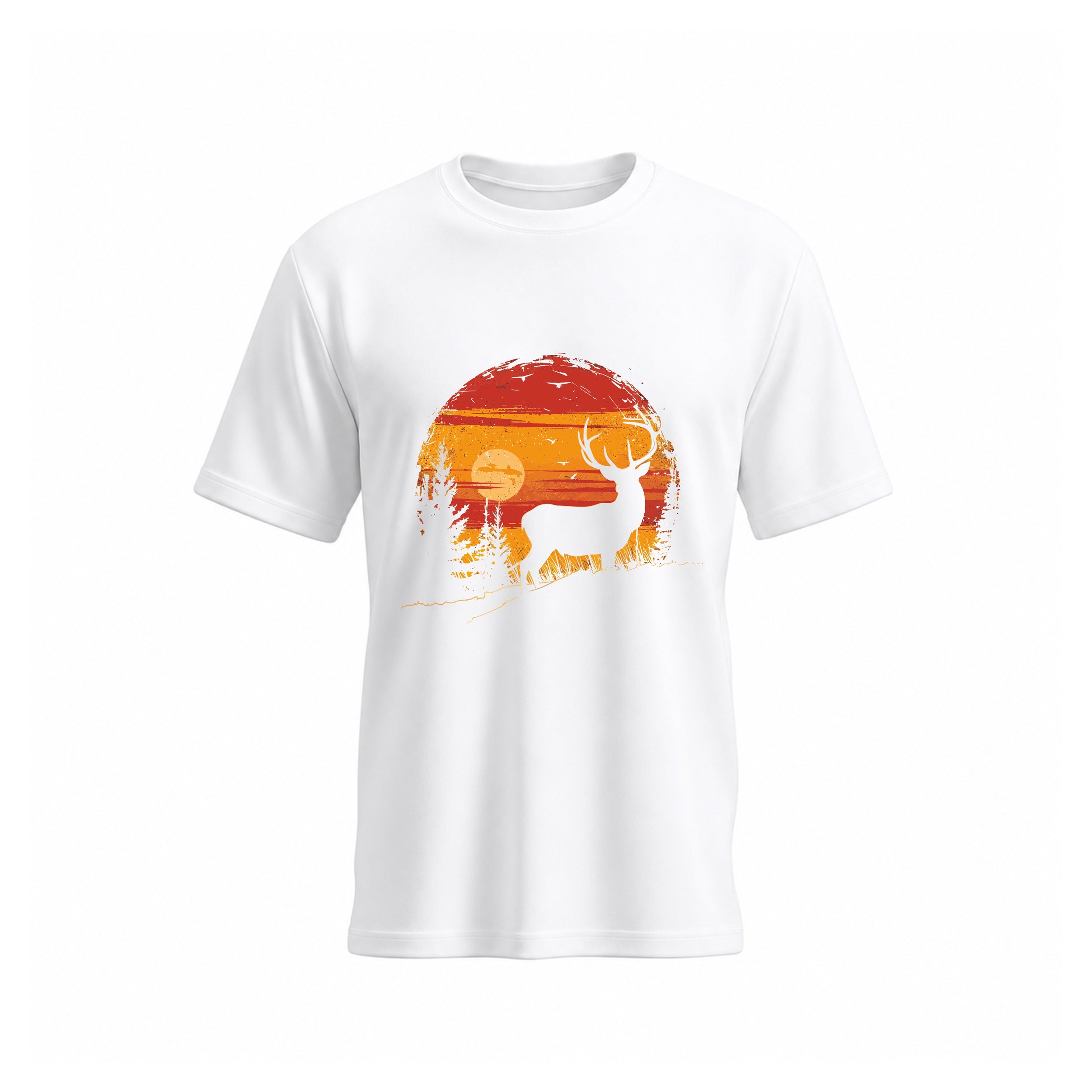 SIIEGE Vintage Sunset Deer  Cotton T-Shirt for Men