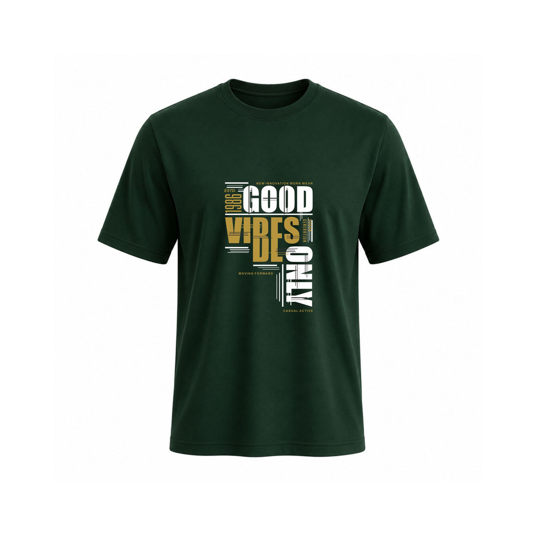 SIIEGE Good Vibes Only Typography Cotton T-Shirt for Men