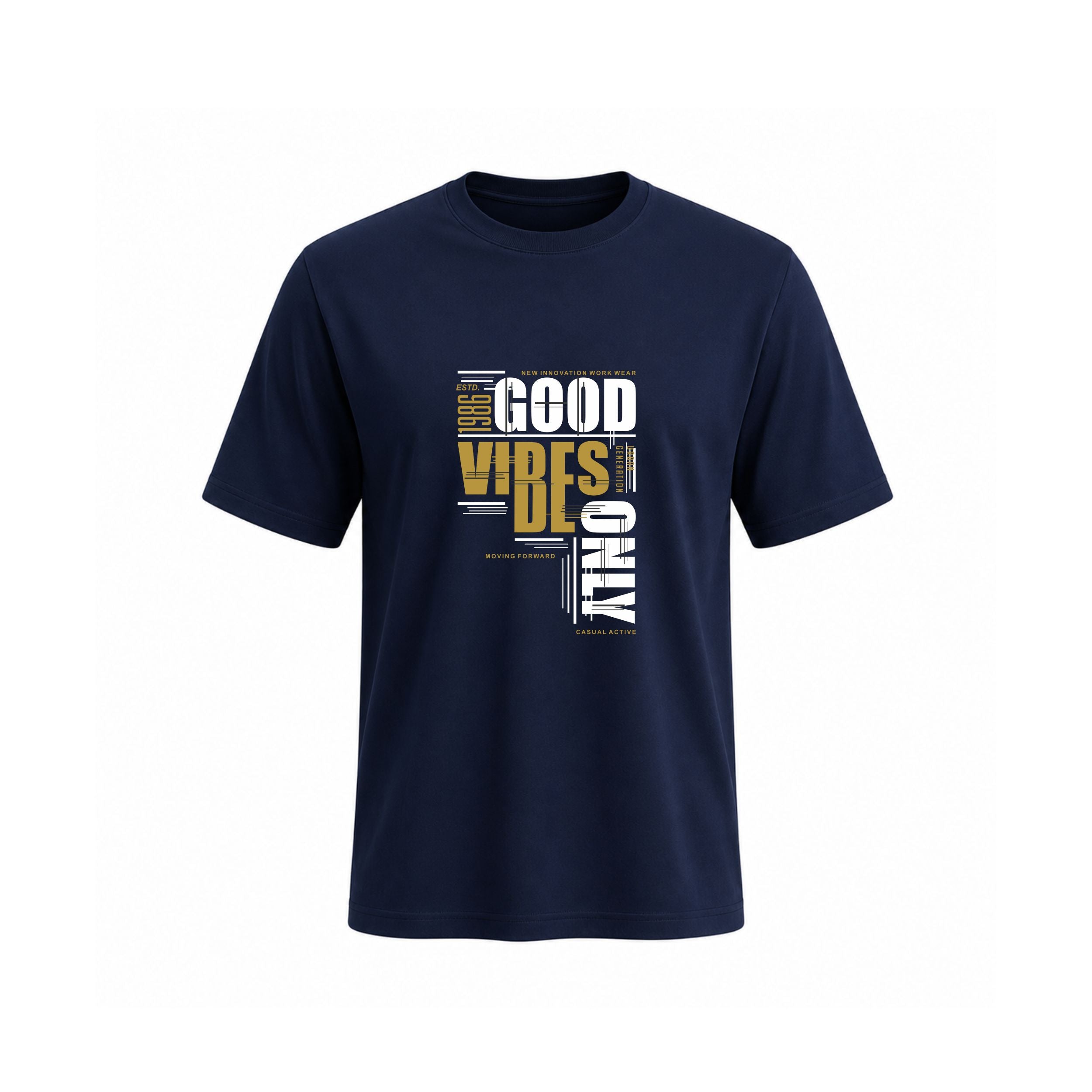 SIIEGE Good Vibes Only Typography Cotton T-Shirt for Men