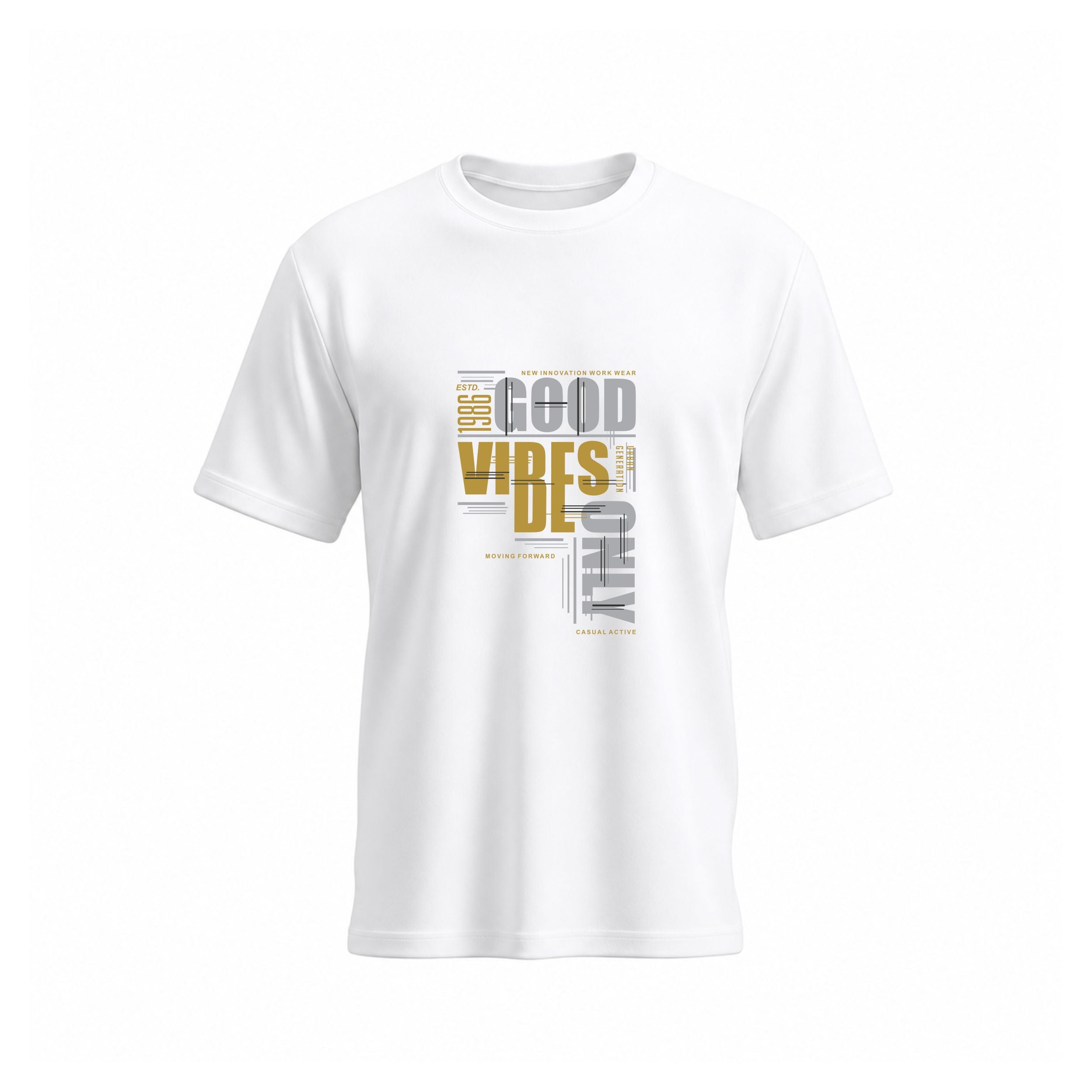 SIIEGE Good Vibes Only Typography Cotton T-Shirt for Men