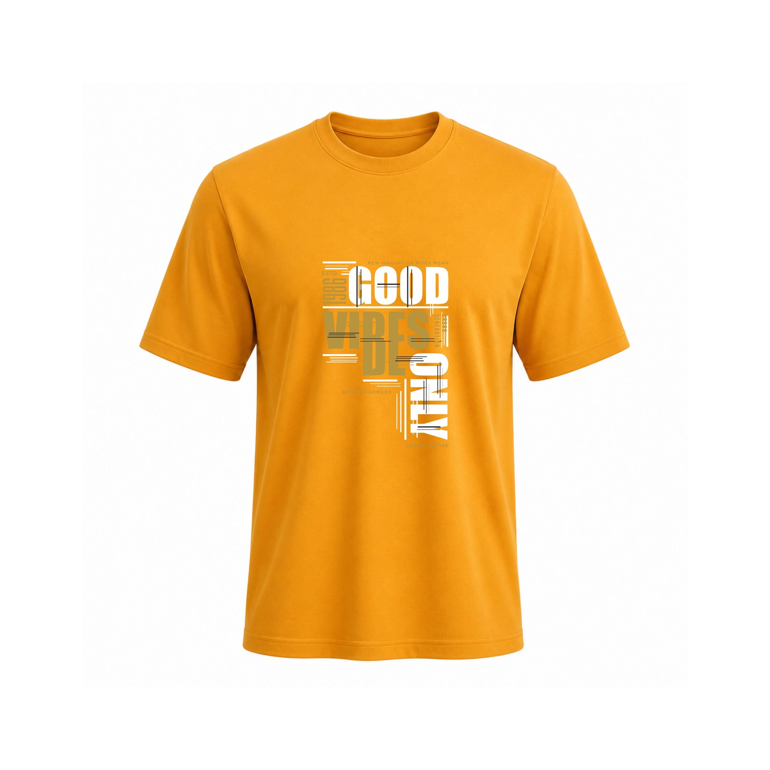SIIEGE Good Vibes Only Typography Cotton T-Shirt for Men