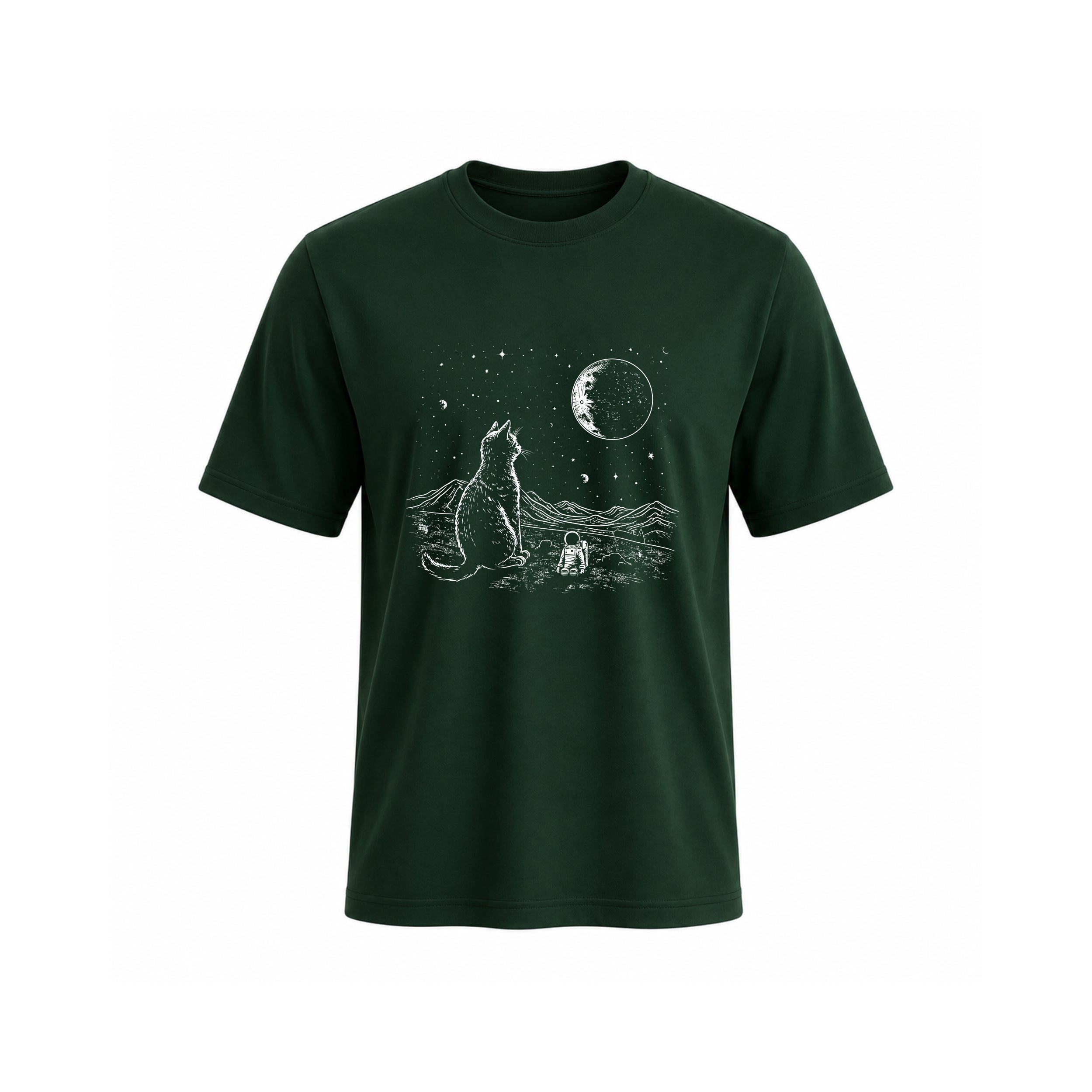 SIIEGE Pure Cotton Astronaut Cat T-Shirt For Men