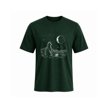 SIIEGE Pure Cotton Astronaut Cat T-Shirt For Men