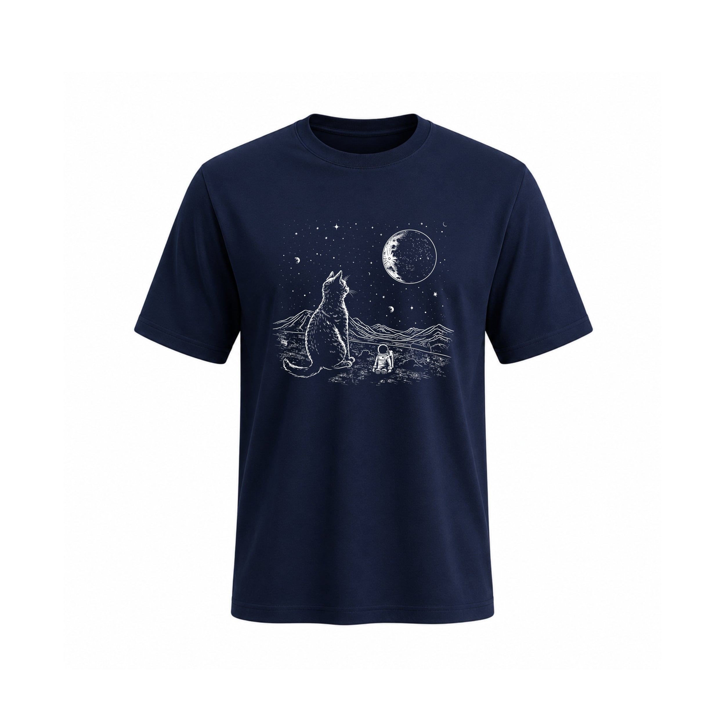 SIIEGE Pure Cotton Astronaut Cat T-Shirt For Men