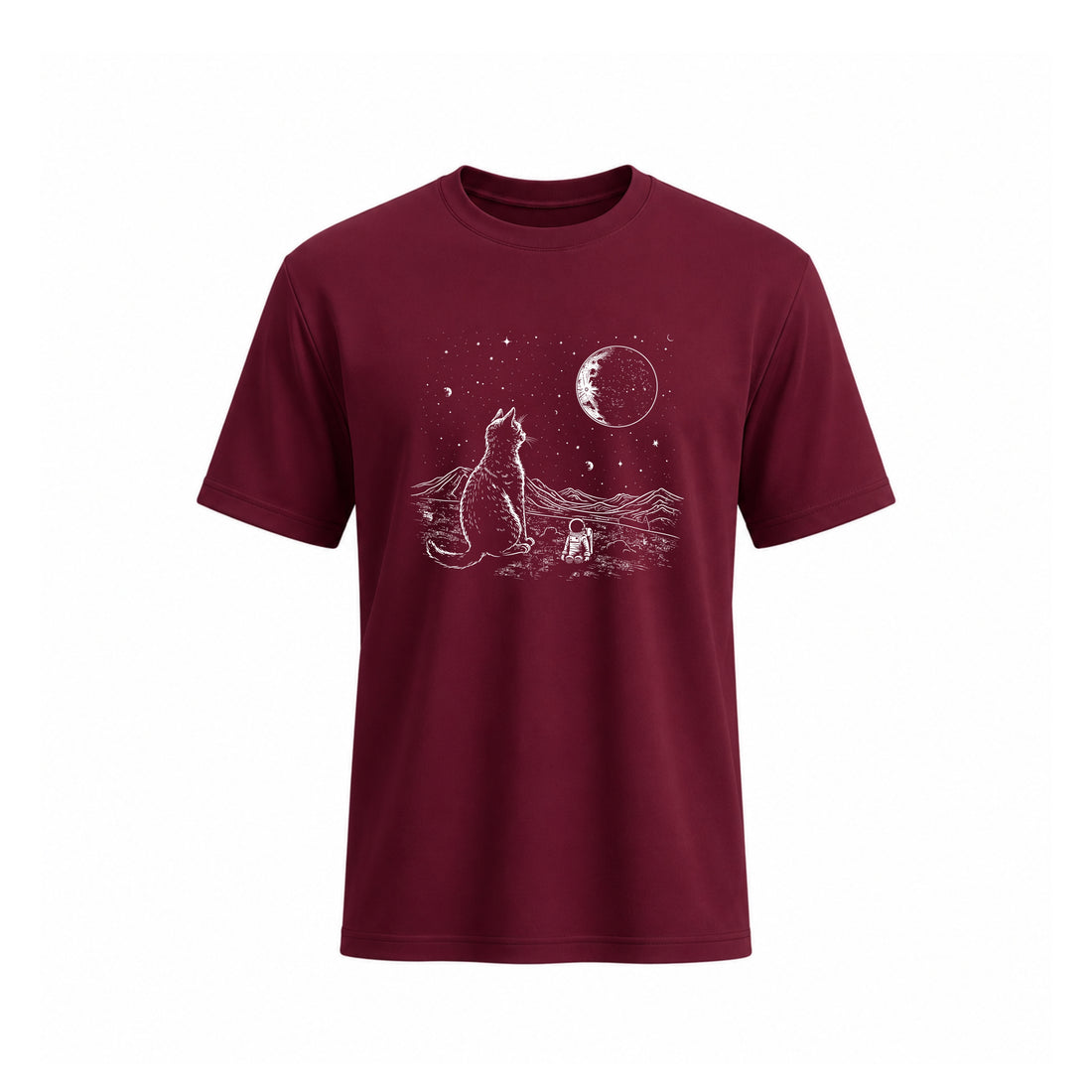 SIIEGE Pure Cotton Astronaut Cat T-Shirt For Men