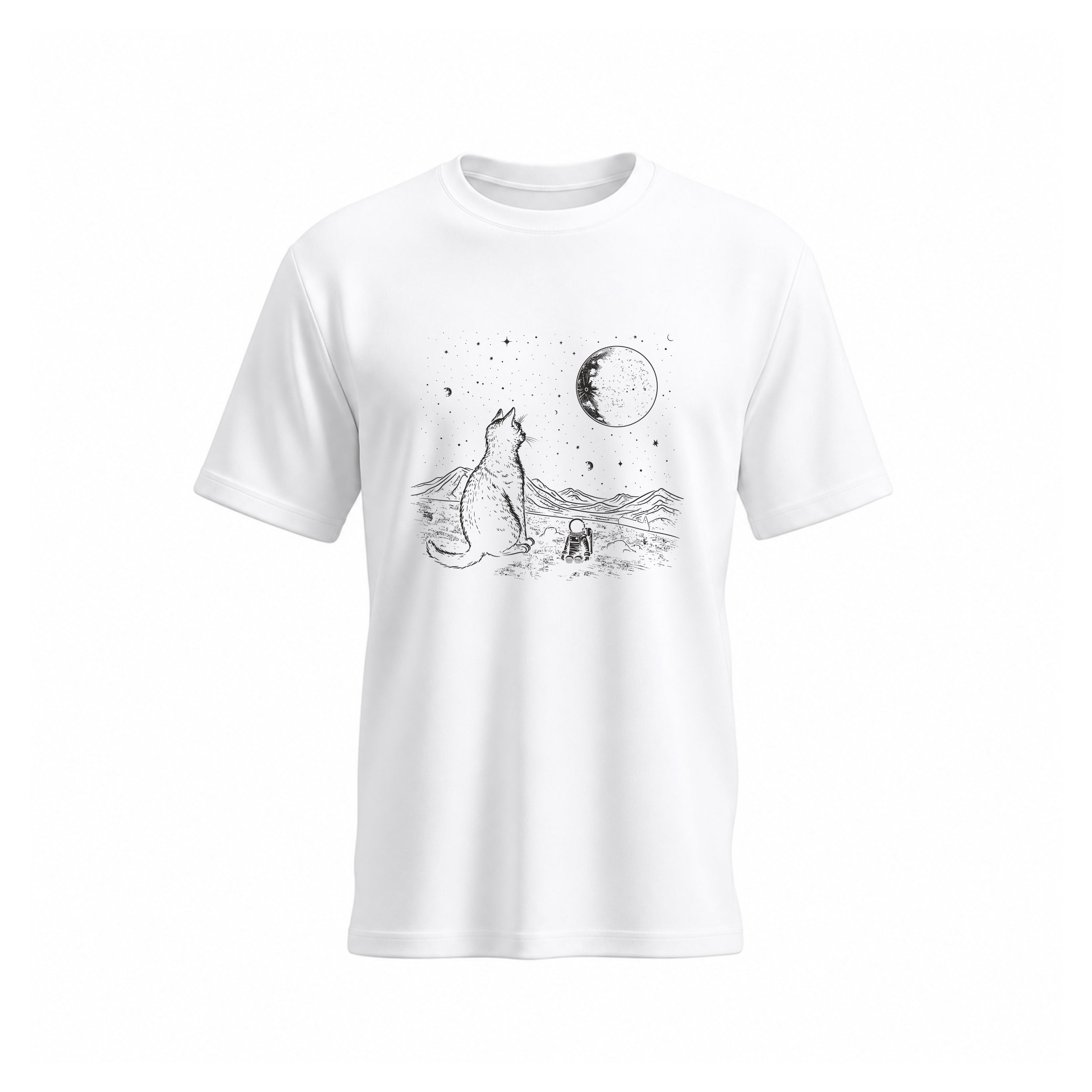 SIIEGE Pure Cotton Astronaut Cat T-Shirt For Men