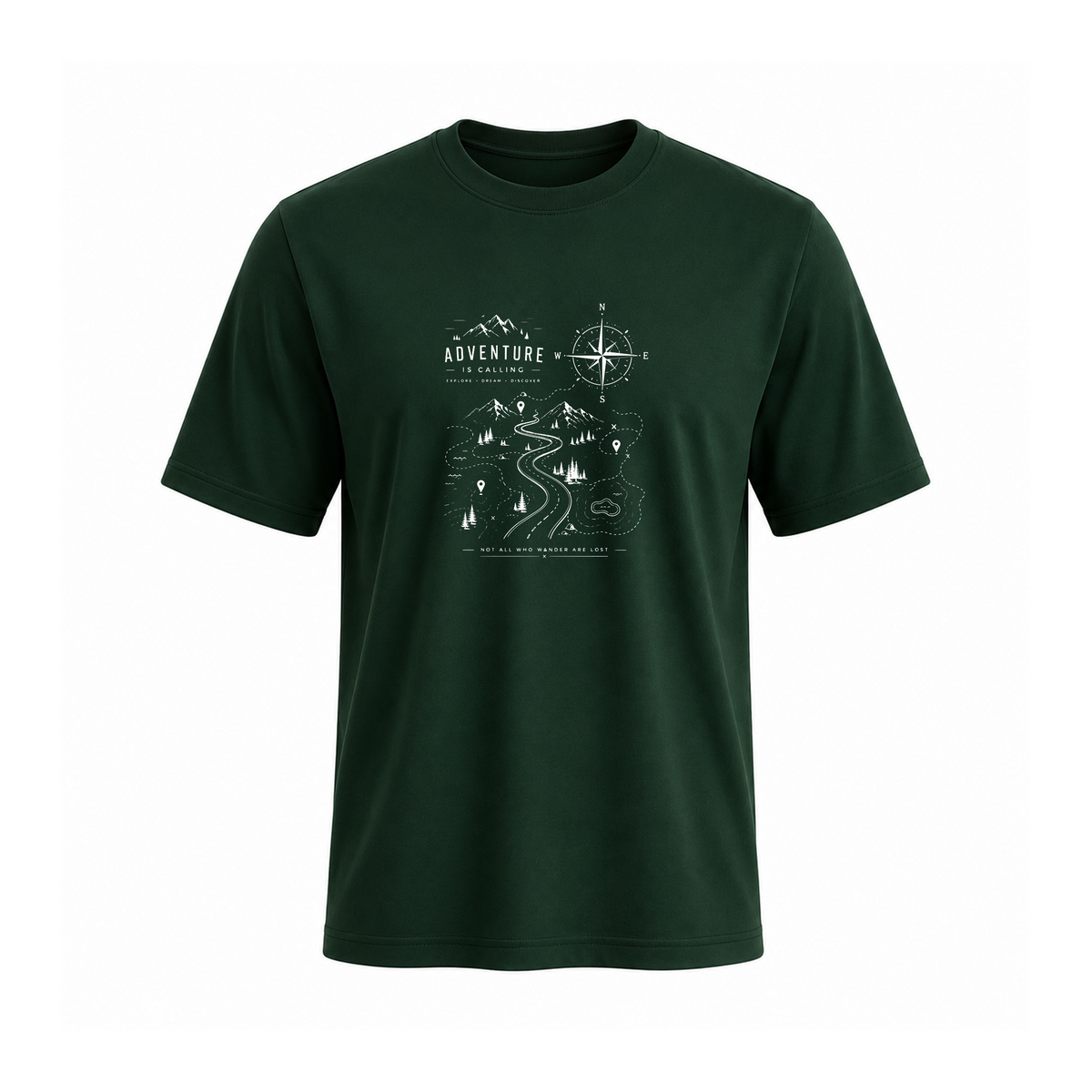 SIIEGE Adventure Is Calling Soft Cotton Green T-Shirt For Men