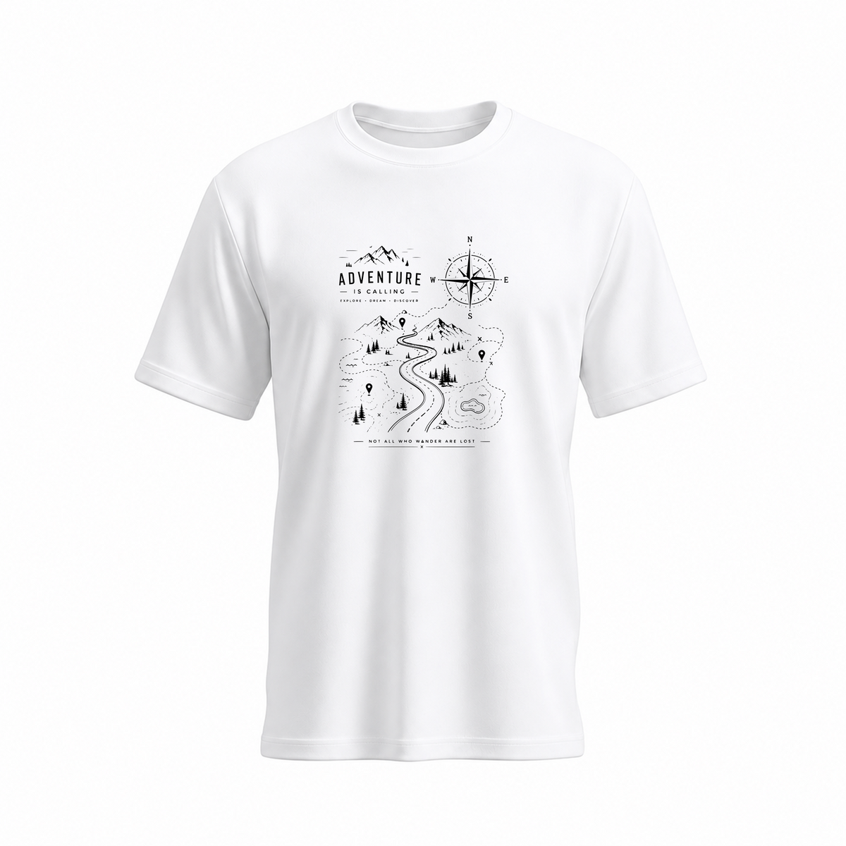 SIIEGE Adventure Is Calling Soft Cotton White T-Shirt For Men