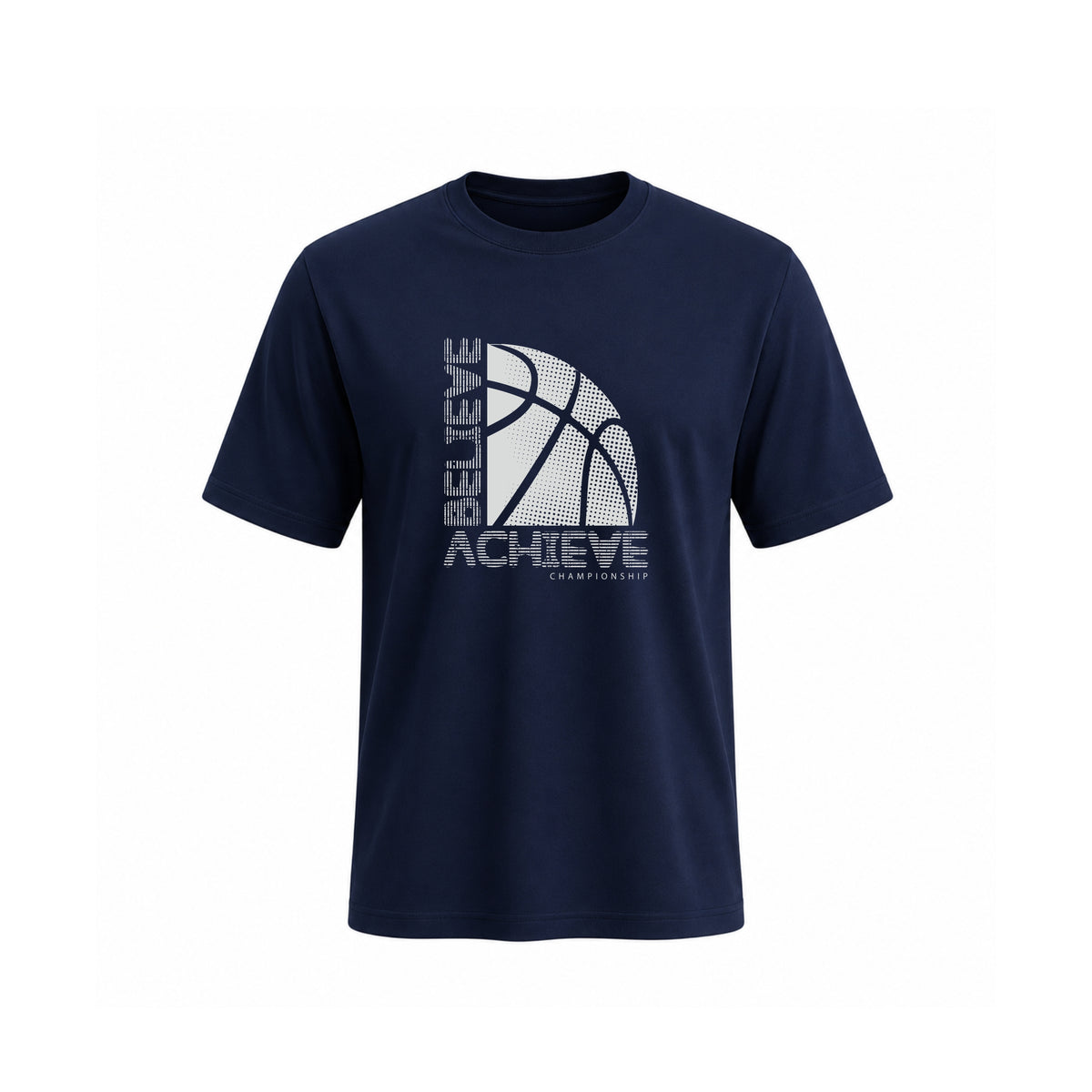 SIIEGE Believe Achieve Basketball Soft Navy Blue Cotton T-Shirt For Men