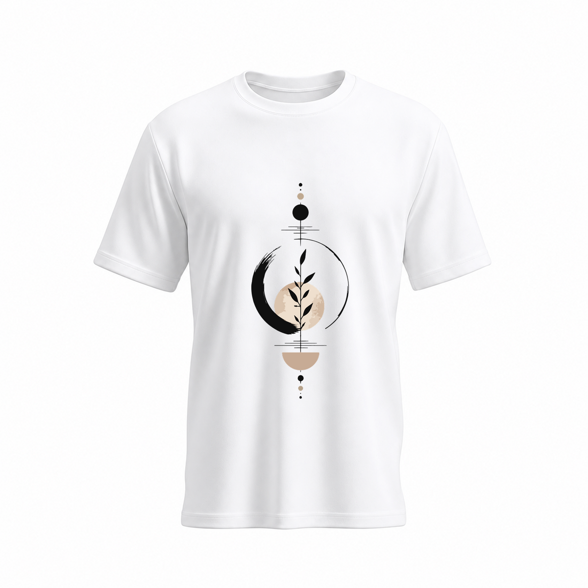 SIIEGE Botanical Moon Soft Cotton White T-Shirt For Men