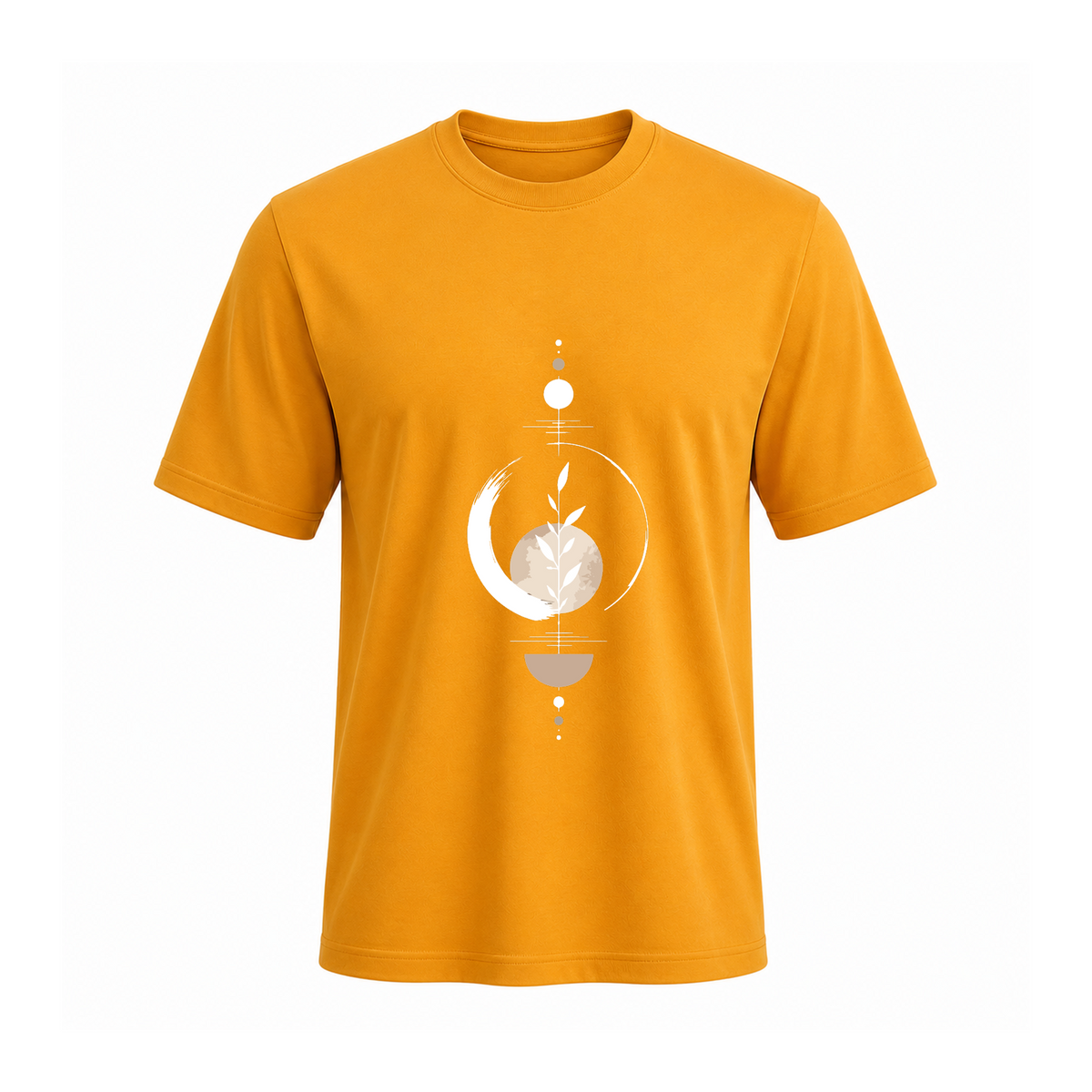 SIIEGE Botanical Moon Soft Cotton Yellow T-Shirt For Men