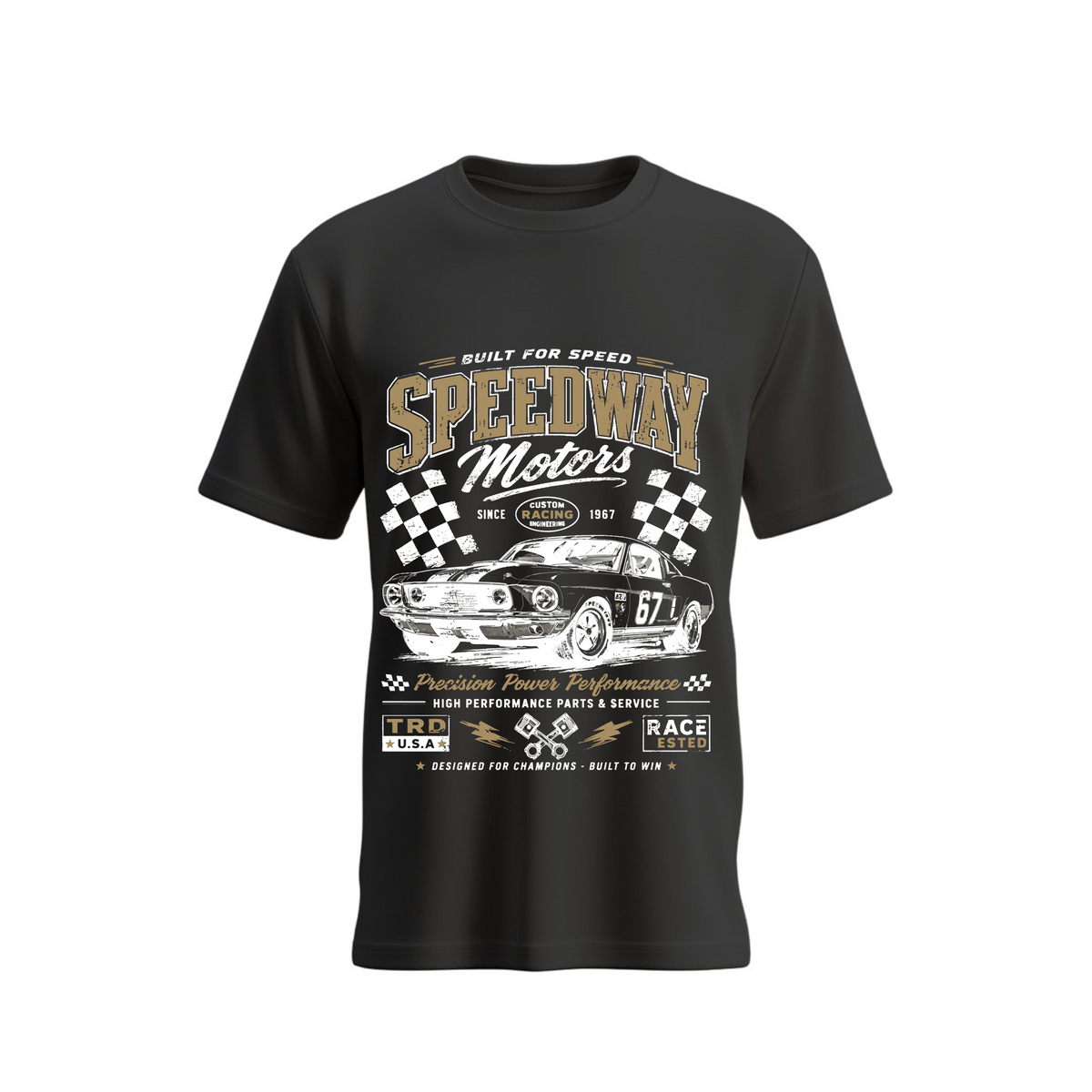 SIIEGE Built For Speed Soft Cotton Black T-Shirt For Men