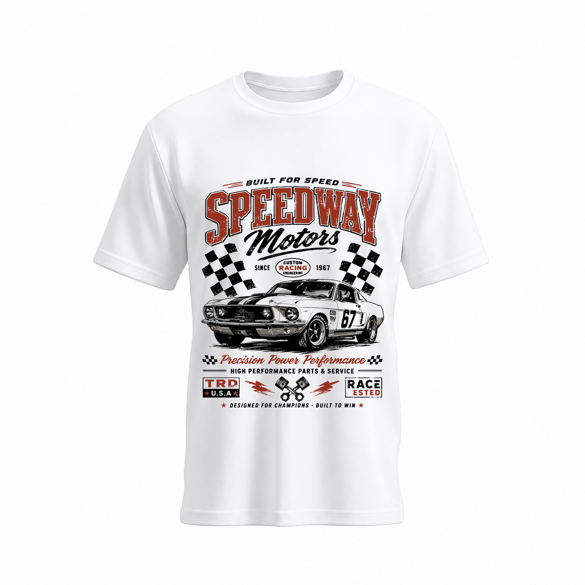 SIIEGE Built For Speed Soft Cotton White T-Shirt For Men