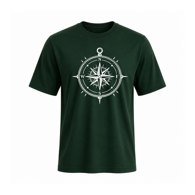 SIIEGE Compass Soft Cotton Green T-Shirt For Men