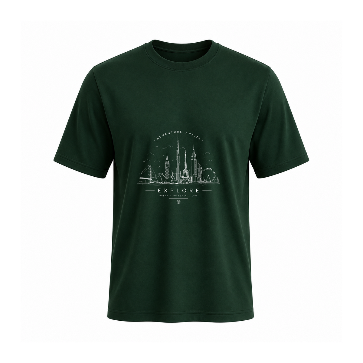 SIIEGE Explore Dream Soft  Cotton Green T-Shirt For Men