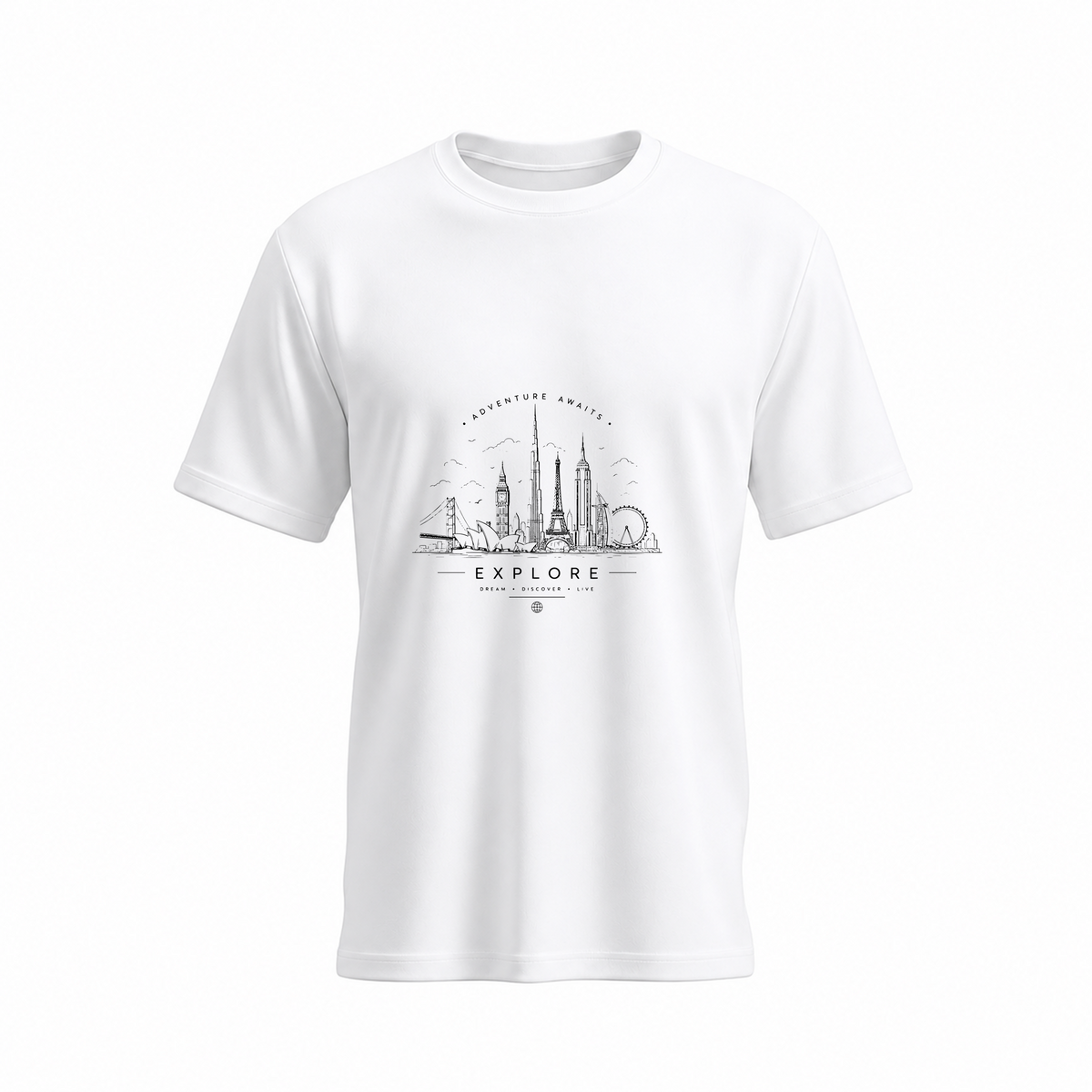 SIIEGE Explore Dream Soft  Cotton White T-Shirt For Men