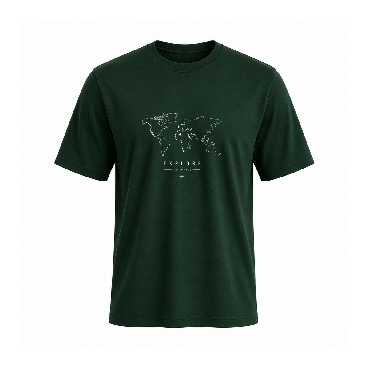 SIIEGE Explore The World Soft Cotton Green T-Shirt For Men