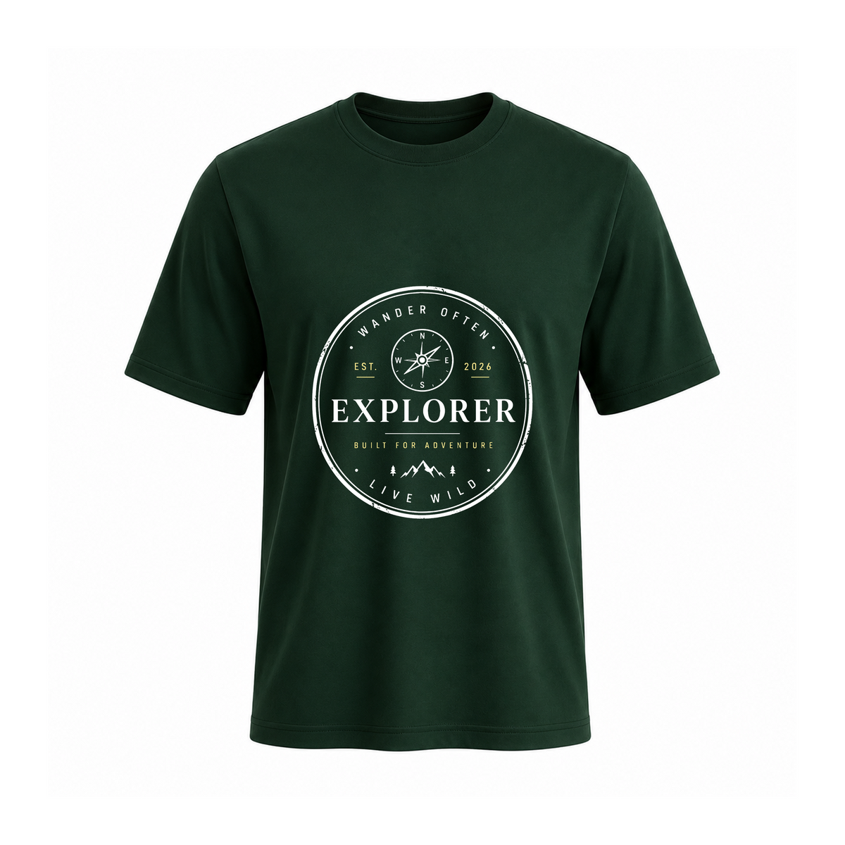 SIIEGE Explorer Soft Round Neck Cotton Green T-Shirt For Men