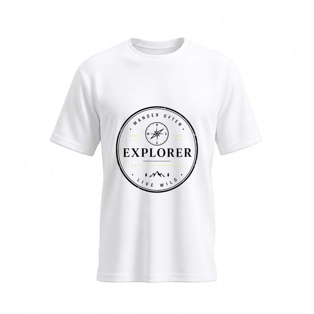 SIIEGE Explorer Soft Round Neck Cotton White T-Shirt For Men