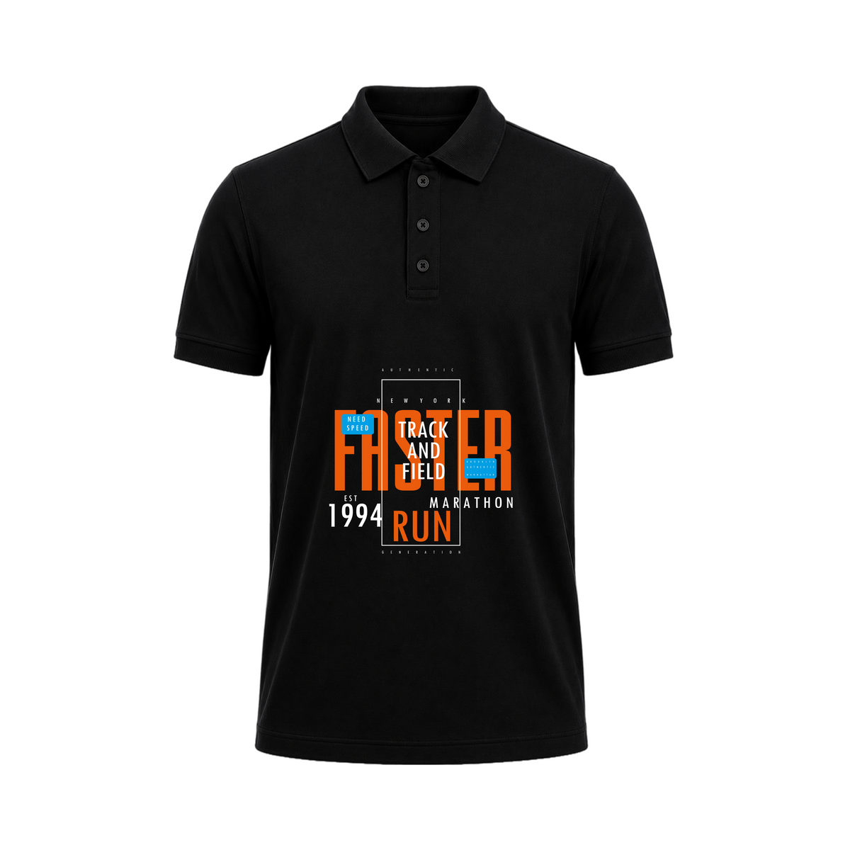 SIIEGE Faster Run Black Polo T-Shirt For Men