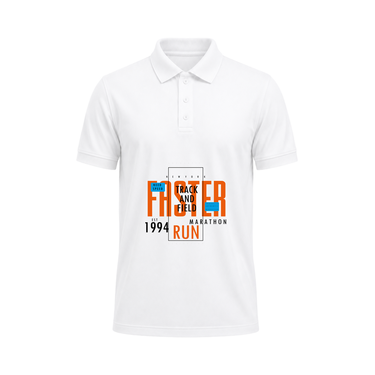 SIIEGE Faster Run White Polo T-Shirt For Men