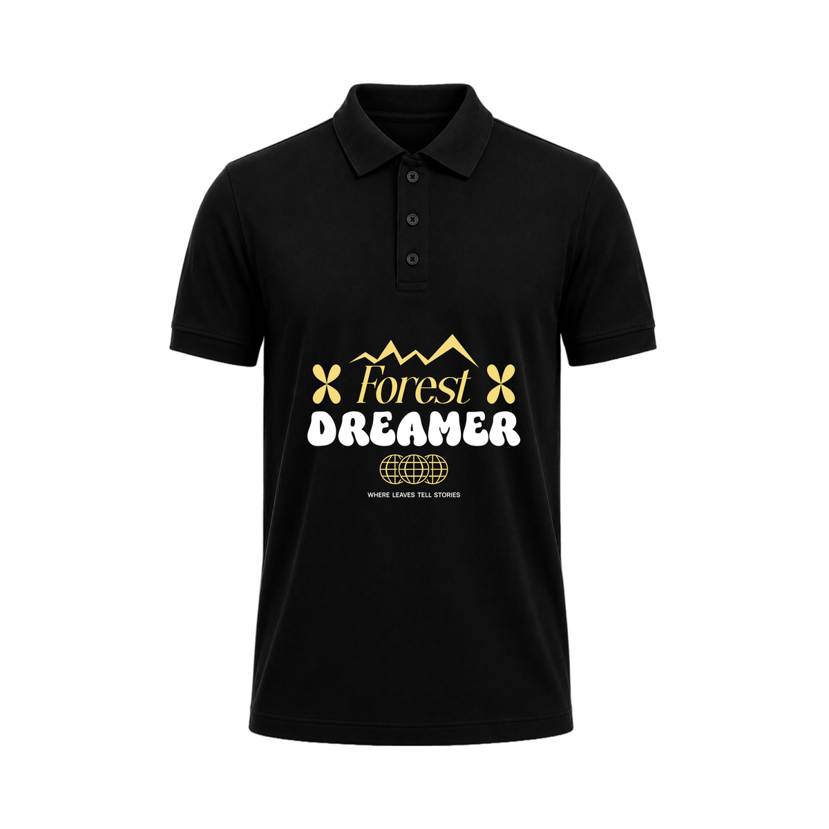 SIIEGE Forest Dreamer Black Polo T-Shirt For Men