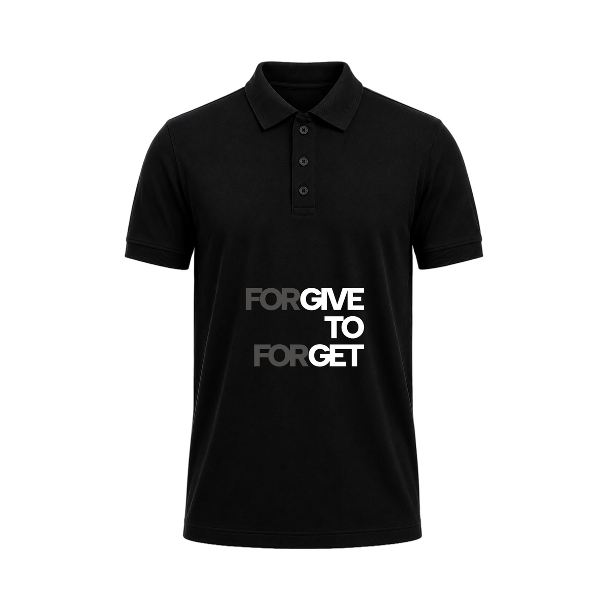 SIIEGE Forgive To Forget Polo Cotton Black T-Shirt For Men