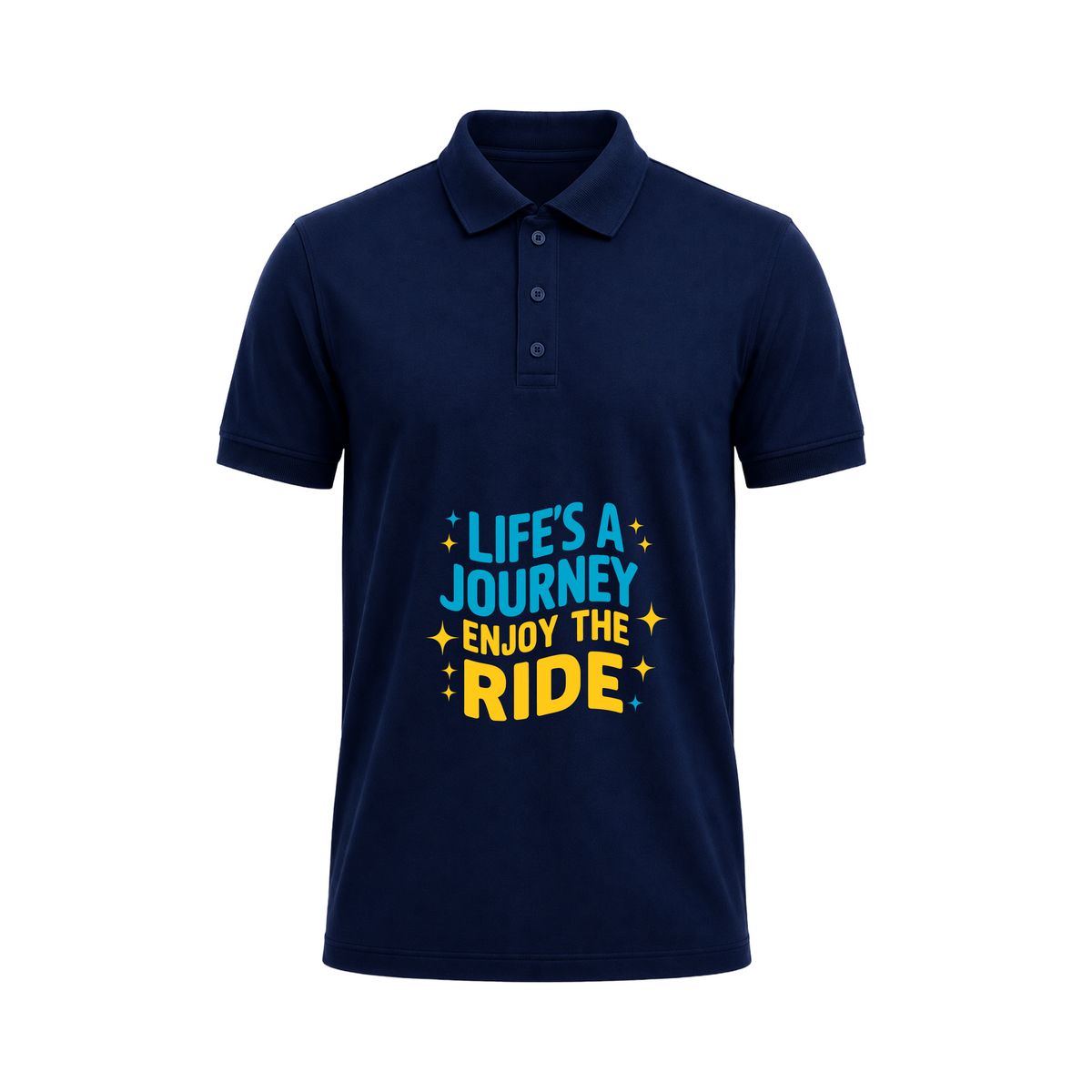 SIIEGE Life’s A Journey Navy Blue Polo T-Shirt For Men