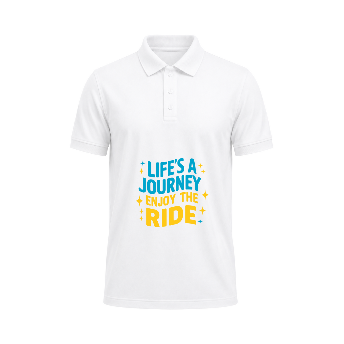 SIIEGE Life’s A Journey White Polo T-Shirt For Men