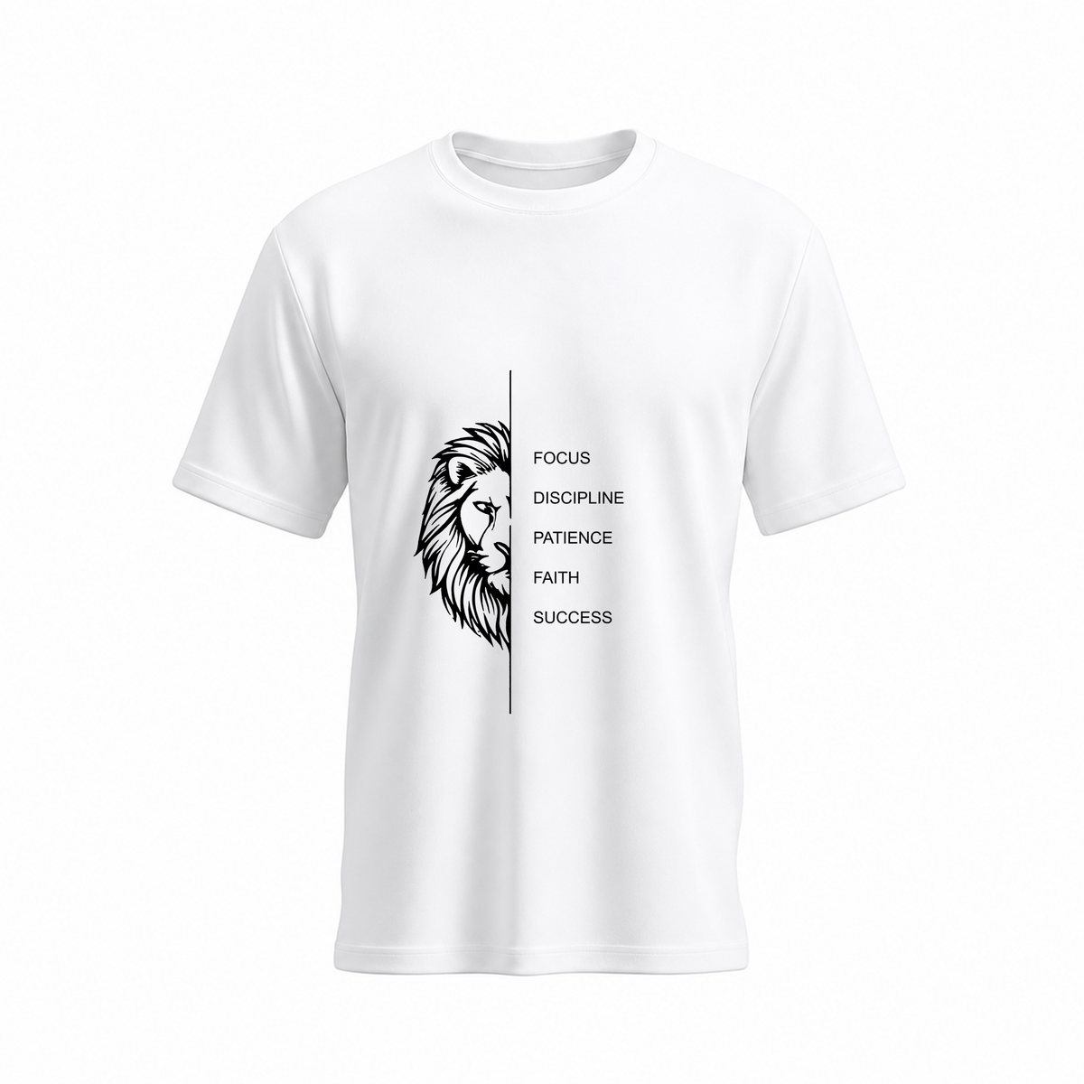 SIIEGE Lion Focus Soft Cotton White T-Shirt For Men
